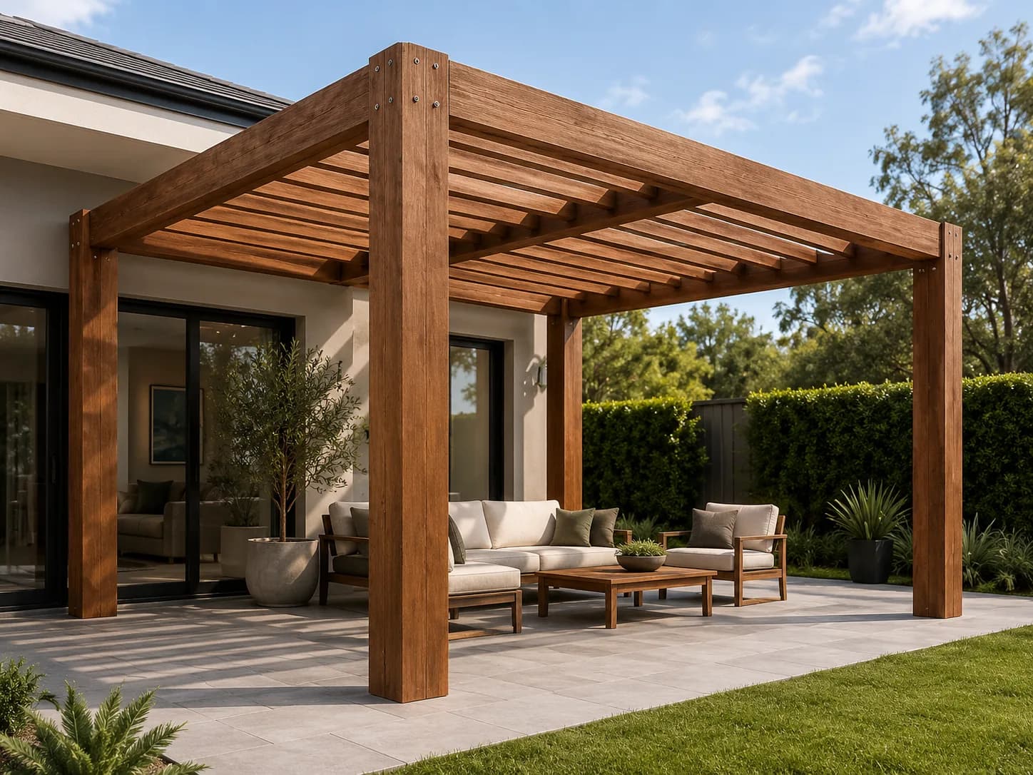 BQ TimberLock Glulam Hardwood Pergola